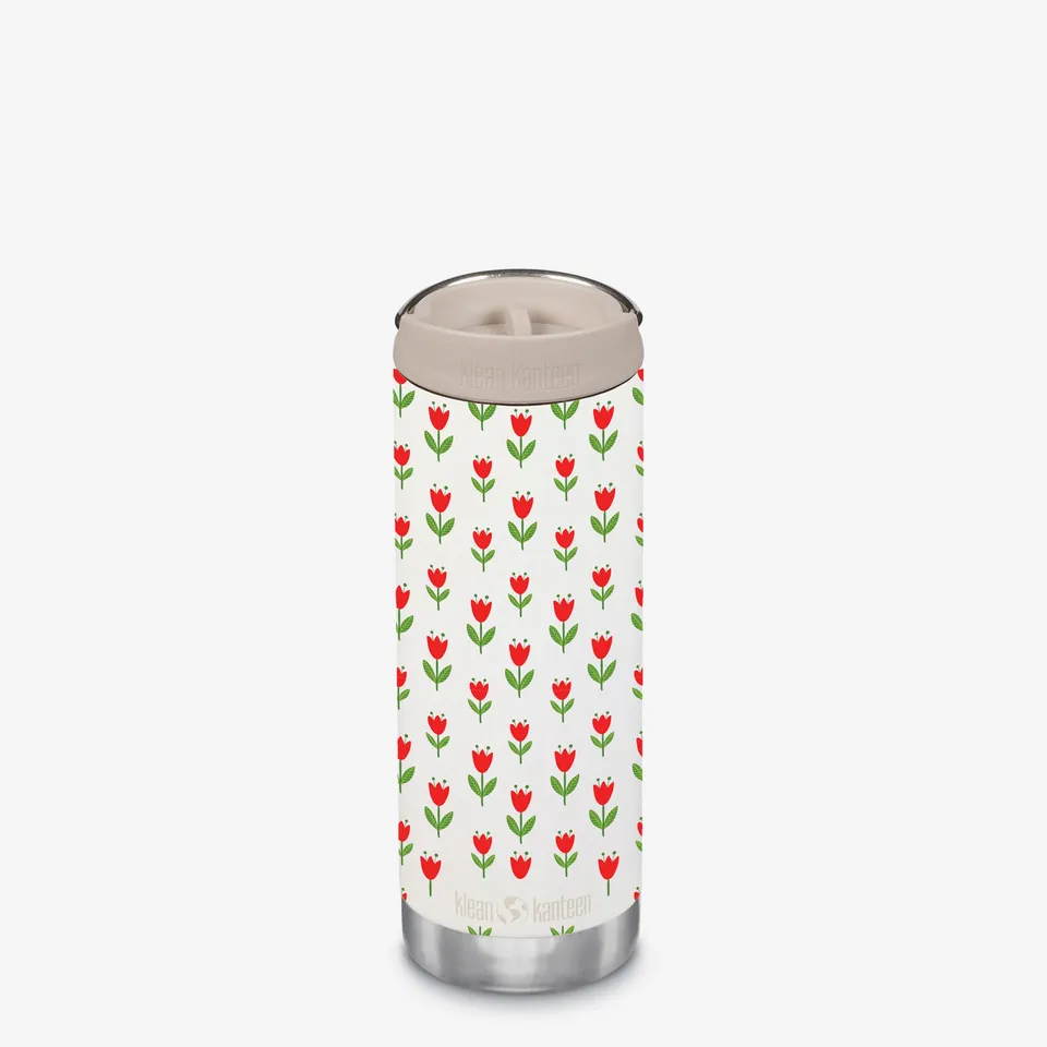 klean-kanteen-tkwide-16-oz-473-ml-gourde-isotherme-avec-caf-cap-red-tulips-acier image 1