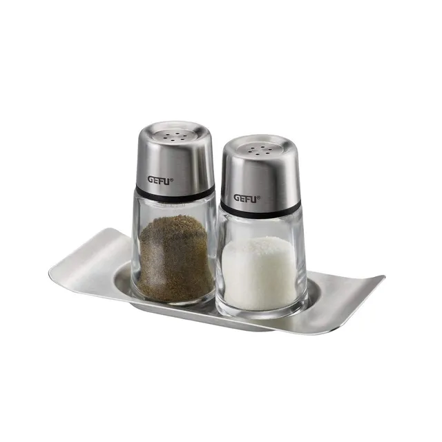 gefu-ge33630-brunch-sali-re-et-poivri-re-en-verre-et-acier-inoxydable-avec-plate image 1