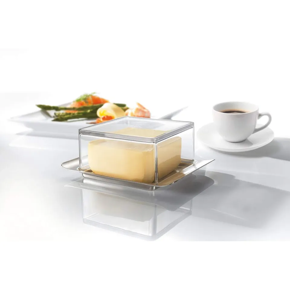 gefu-brunch-beurrier-125-g-avec-capot-transparent-aspect-verre-et-plat-en-acier- image 1