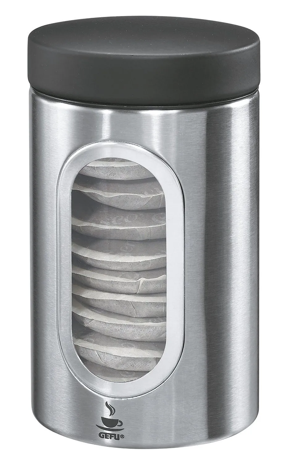 gefu-bo-te-caf-piero-250-g-acier-inoxydable-avec-fermeture-clic-et-fen-tre-de-ni image 1