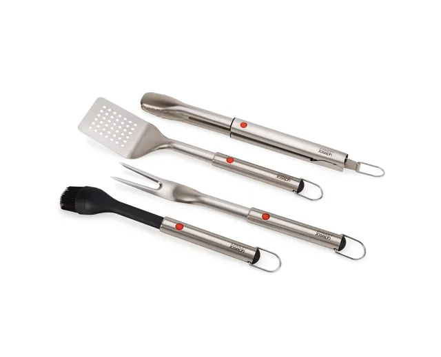 joseph-joseph-grillout-set-de-4-ustensiles-bbq-en-acier-inoxydable-brosse-pinces image 1