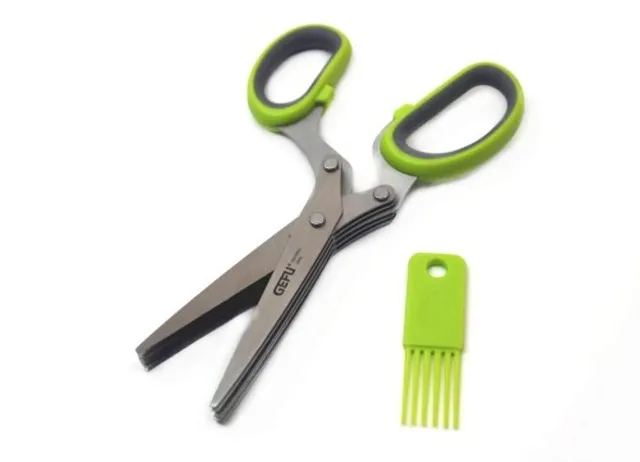 gefu-89114-ciseaux-herbes-5-lames-en-acier-inoxydable-avec-brosse-de-nettoyage image 1
