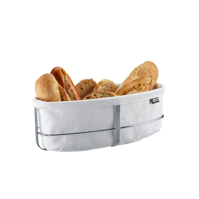 gefu-brunch-33661-corbeille-pain-ovale-avec-sac-en-tissu-lavable-en-coton-struct image 1