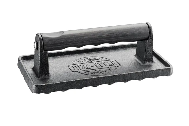 gefu-gf89334-poids-viande-noir-avec-poign-e-en-bois-pour-cuisson-homog-ne-des-st image 1