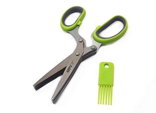 gefu-89114-ciseaux-herbes-5-lames-en-acier-inoxydable-avec-brosse-de-nettoyage image 2