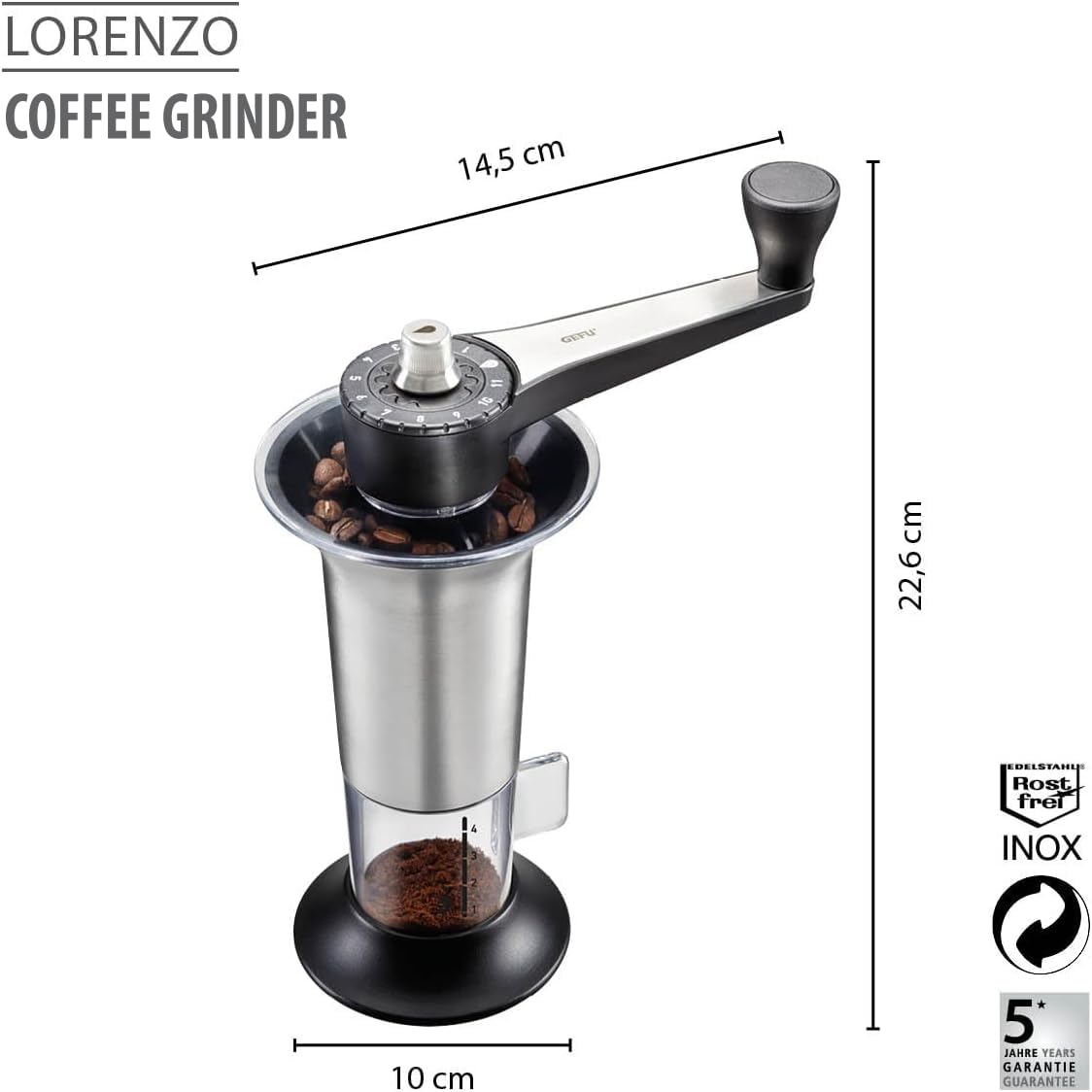 gefu-lorenzo-moulin-caf-manuel-avec-meule-c-ramique-r-glable-11-degr-s-de-moutur image 3