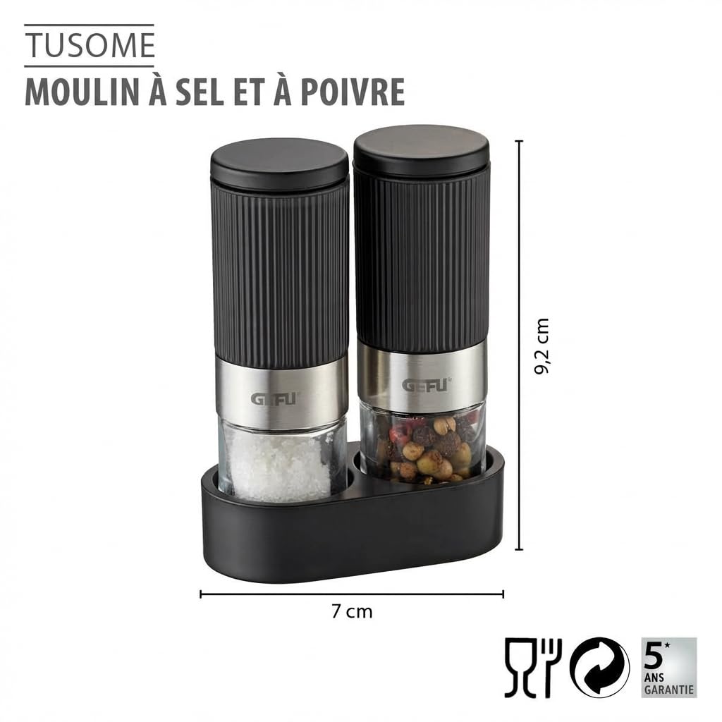 gefu-tusome-gf34621-duo-de-moulins-poivre-et-sel-avec-2-mini-moulins-pices-et-su image 2