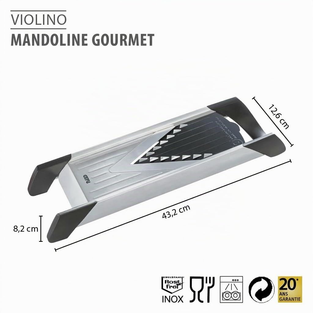 gefu-ge55700-violino-mandoline-en-acier-inoxydable-noir-44-5-cm-avec-3-modules-d image 2