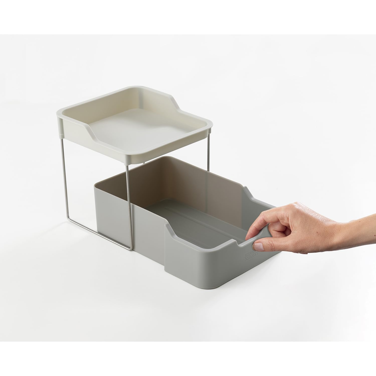 joseph-joseph-duo-organisateur-d-armoire-2-niveaux-avec-tiroir-gris image 3