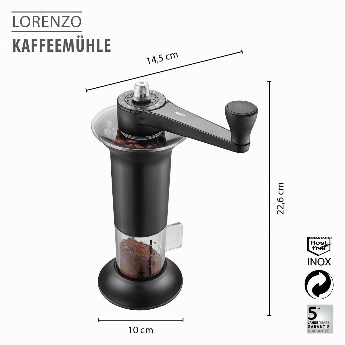 gefu-lorenzo-moulin-caf-lectrique-noir-acier-inoxydable image 2