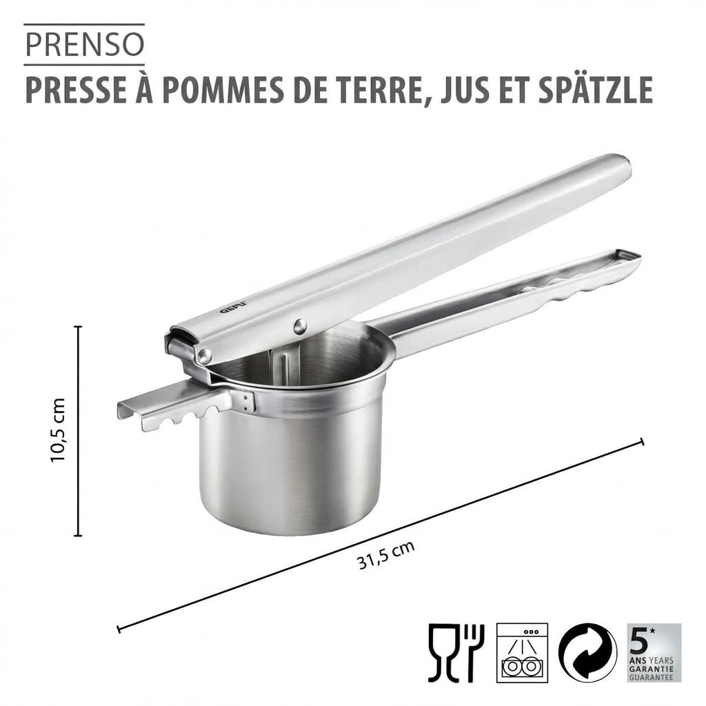 gefu-prenso-presse-pommes-de-terre-jus-et-spaetzle-en-acier-inoxydable-garantie- image 2