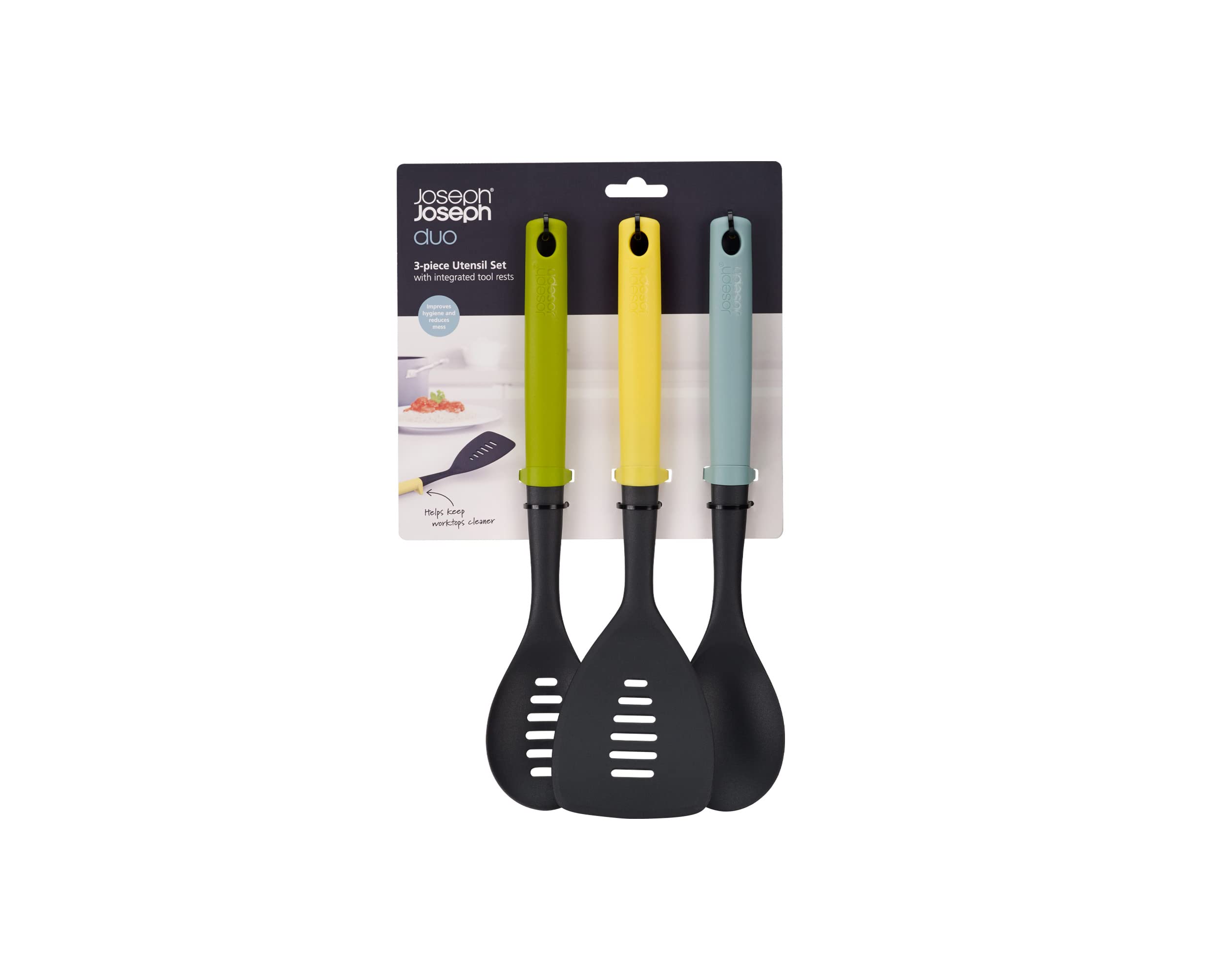 joseph-joseph-duo-ensemble-3-ustensiles-de-cuisine-en-nylon-avec-repose-ustensil image 2