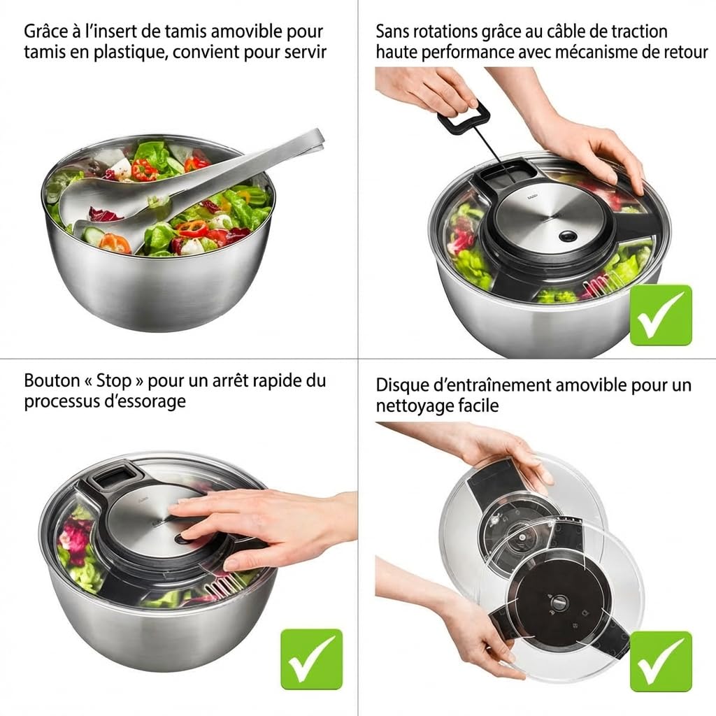 gefu-speedwing-essoreuse-salade-essorage-rapide-cordon-avec-bol-et-passoire image 4