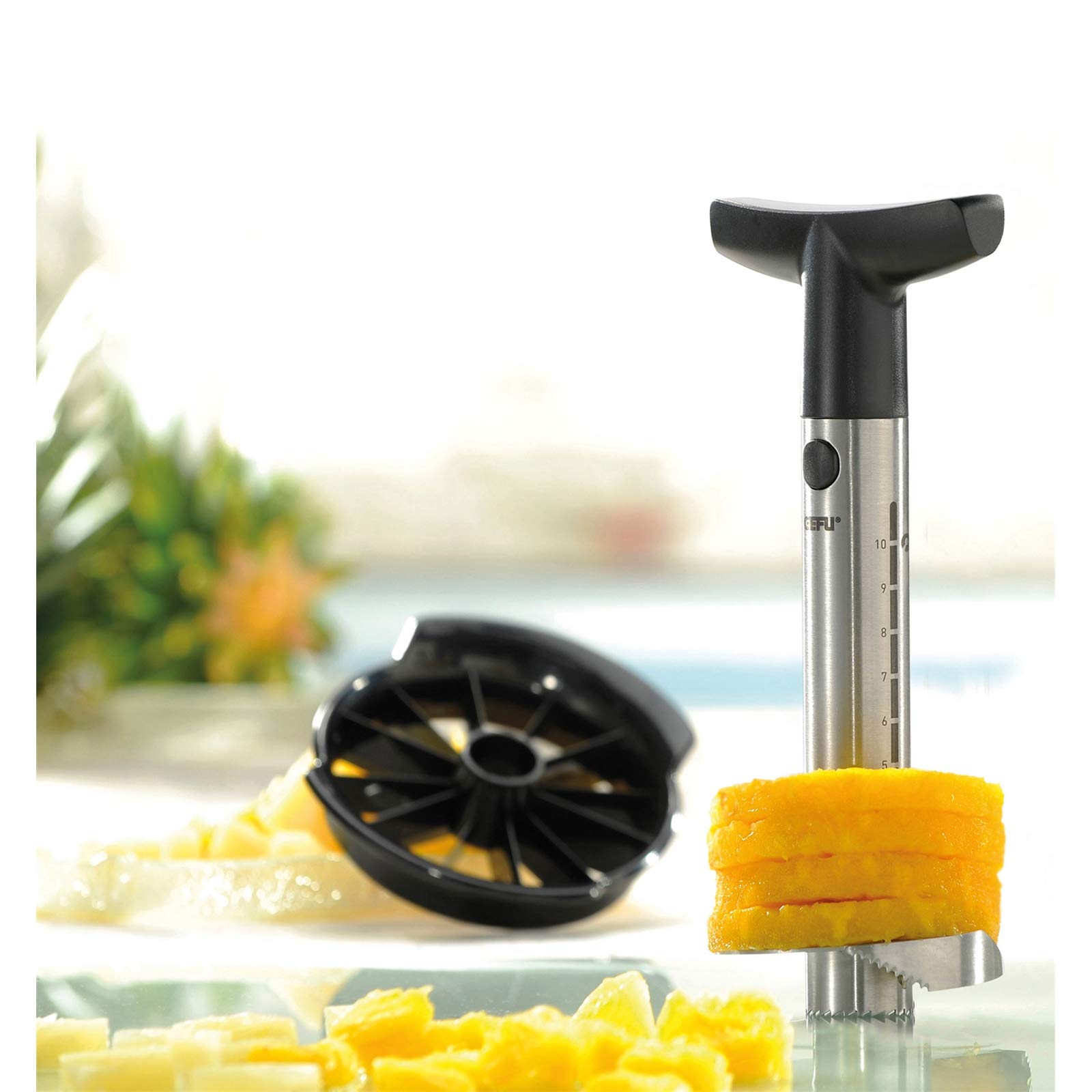 gefu-89327-coupe-ananas-professionnel-85-mm-avec-coupe-morceaux-et-graduation-gr image 2