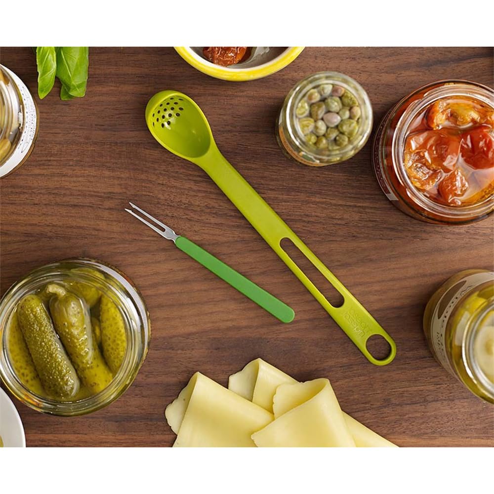 joseph-joseph-scoop-pick-cuill-re-et-fourchette-olives-2-en-1-avec-drainage-vert image 2