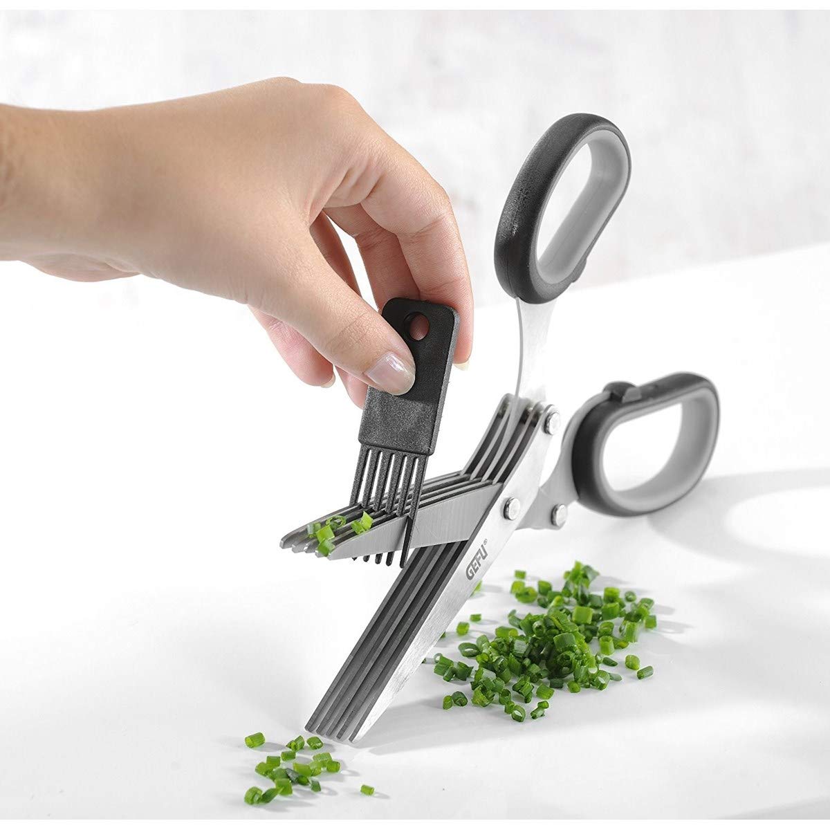 gefu-cutare-ge12660-ciseaux-herbes-5-lames-en-acier-inoxydable-avec-peigne-de-ne image 2