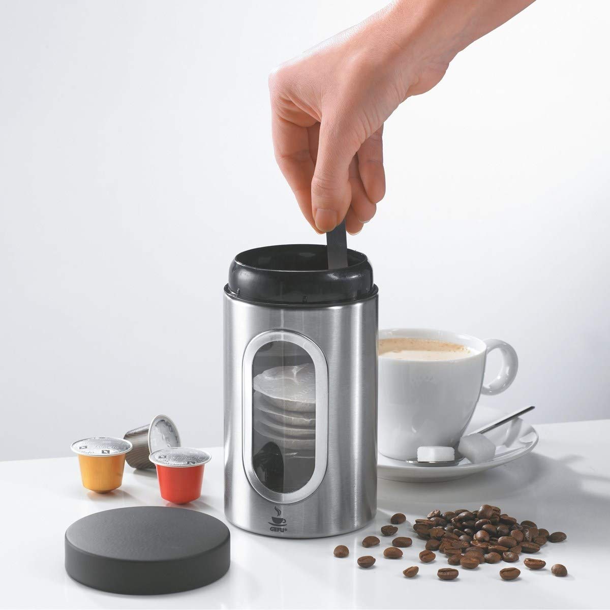 gefu-piero-ge16350-bo-te-caf-en-acier-inoxydable-avec-fen-tre-et-fermeture-clip- image 2