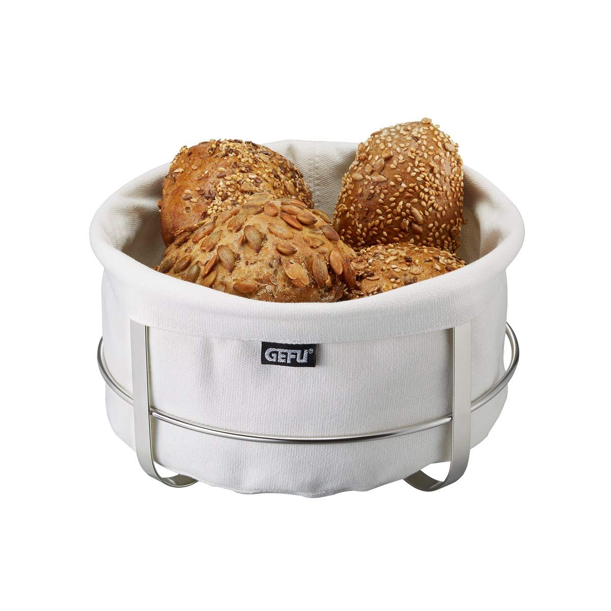 gefu-brunch-ge33660-corbeille-pain-ronde-en-tissu-et-acier-inoxydable-blanche-22 image 1