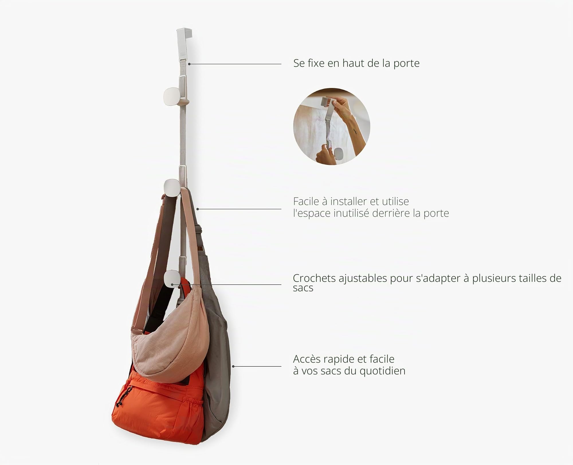 joseph-joseph-orderly-organisateur-de-sacs-main-suspendu-pour-porte-r-glable-ave image 5