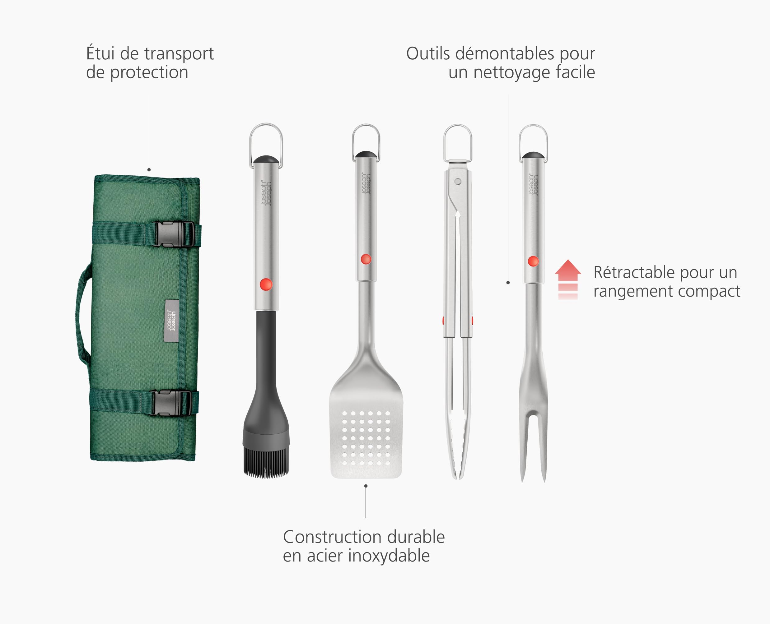 joseph-joseph-grillout-set-de-4-ustensiles-bbq-en-acier-inoxydable-brosse-pinces image 4
