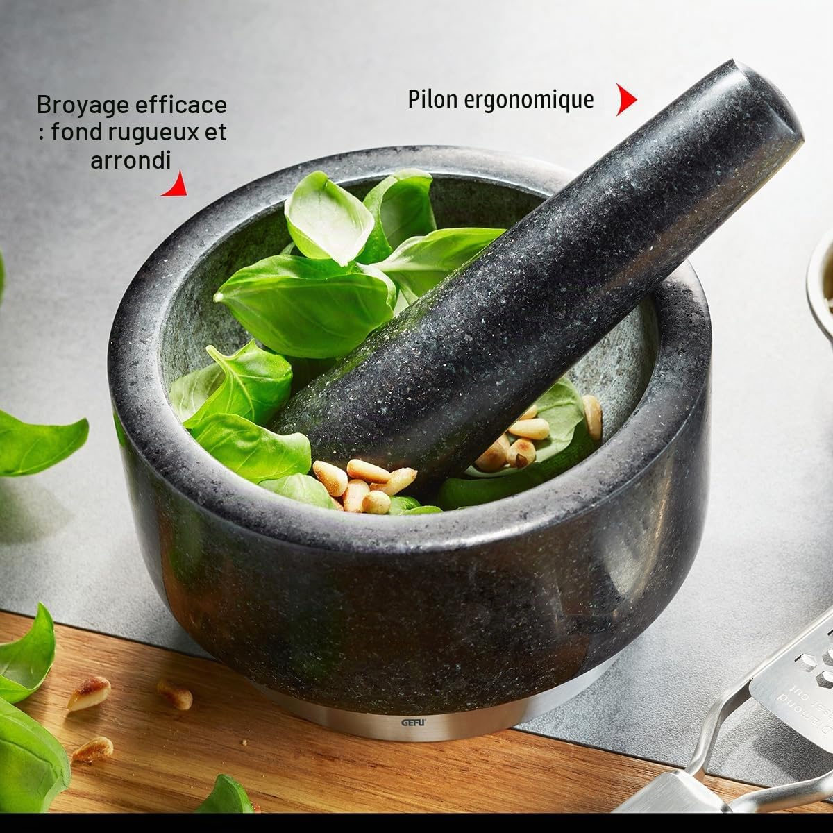 gefu-x-plosion-mortier-en-granit-naturel-avec-pilon-ergonomique-pour-moudre-les- image 2