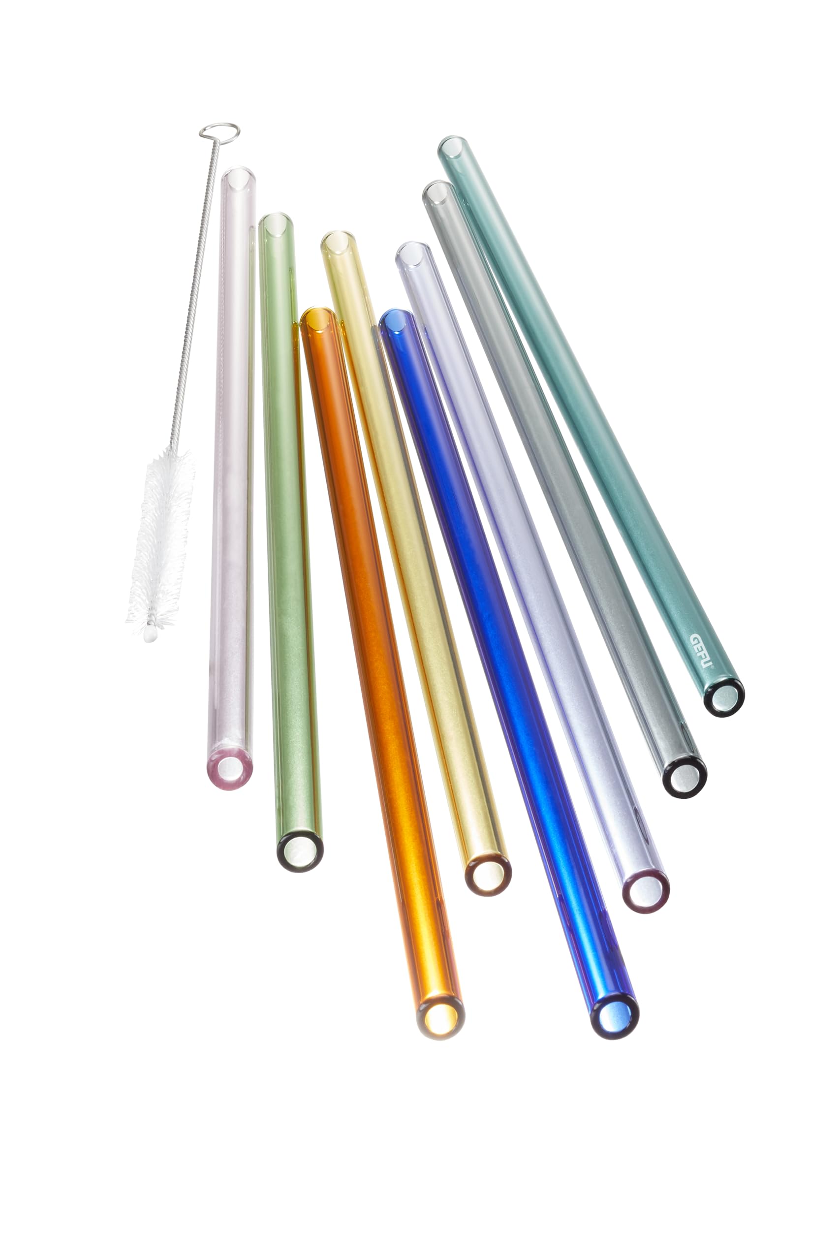 gefu-future-set-de-8-pailles-en-verre-borosilicat-23-cm-multicolore-avec-brosse- image 5