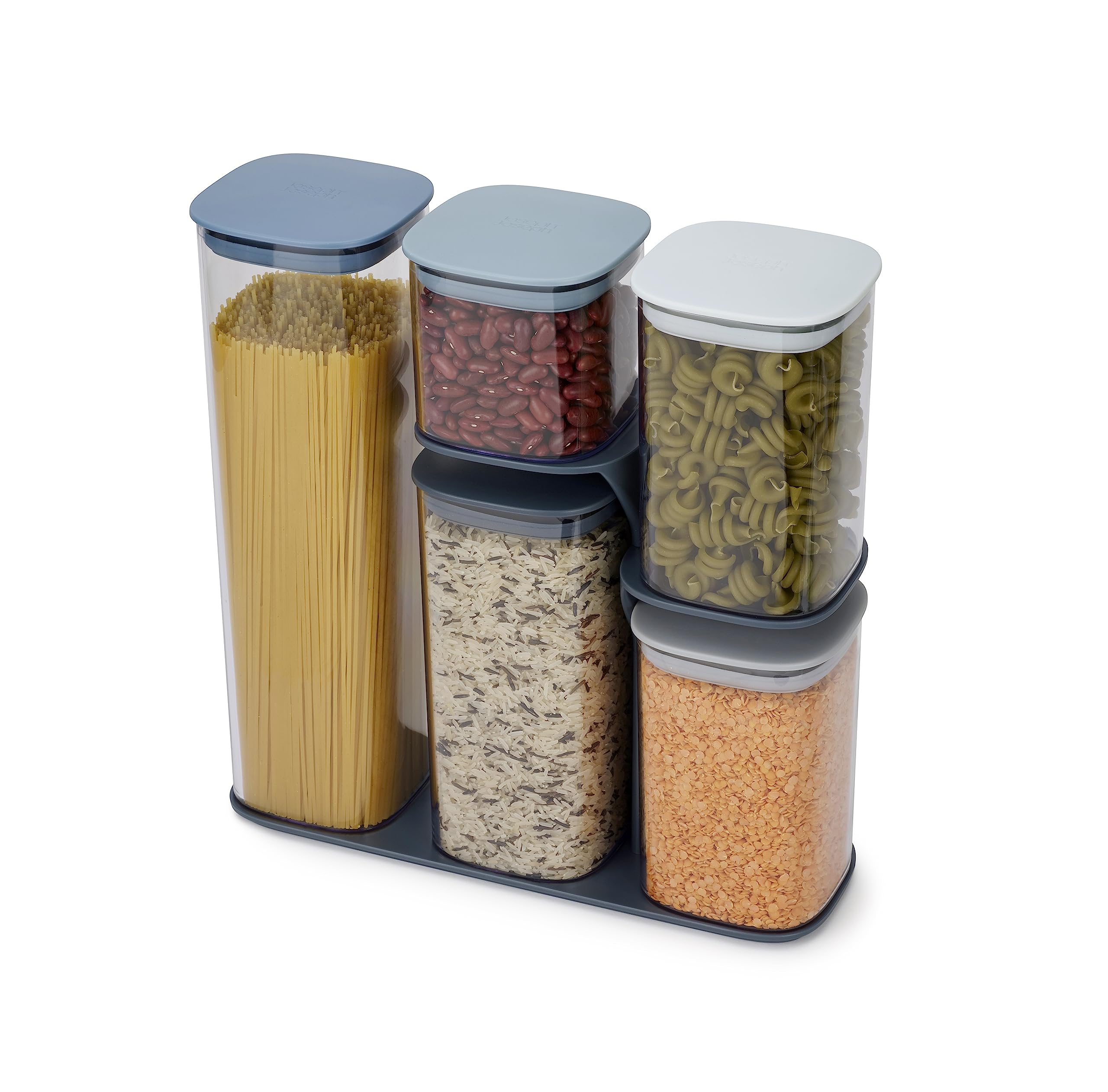 joseph-joseph-podium-lot-de-5-bocaux-herm-tiques-avec-support-et-couvercles-tran image 1