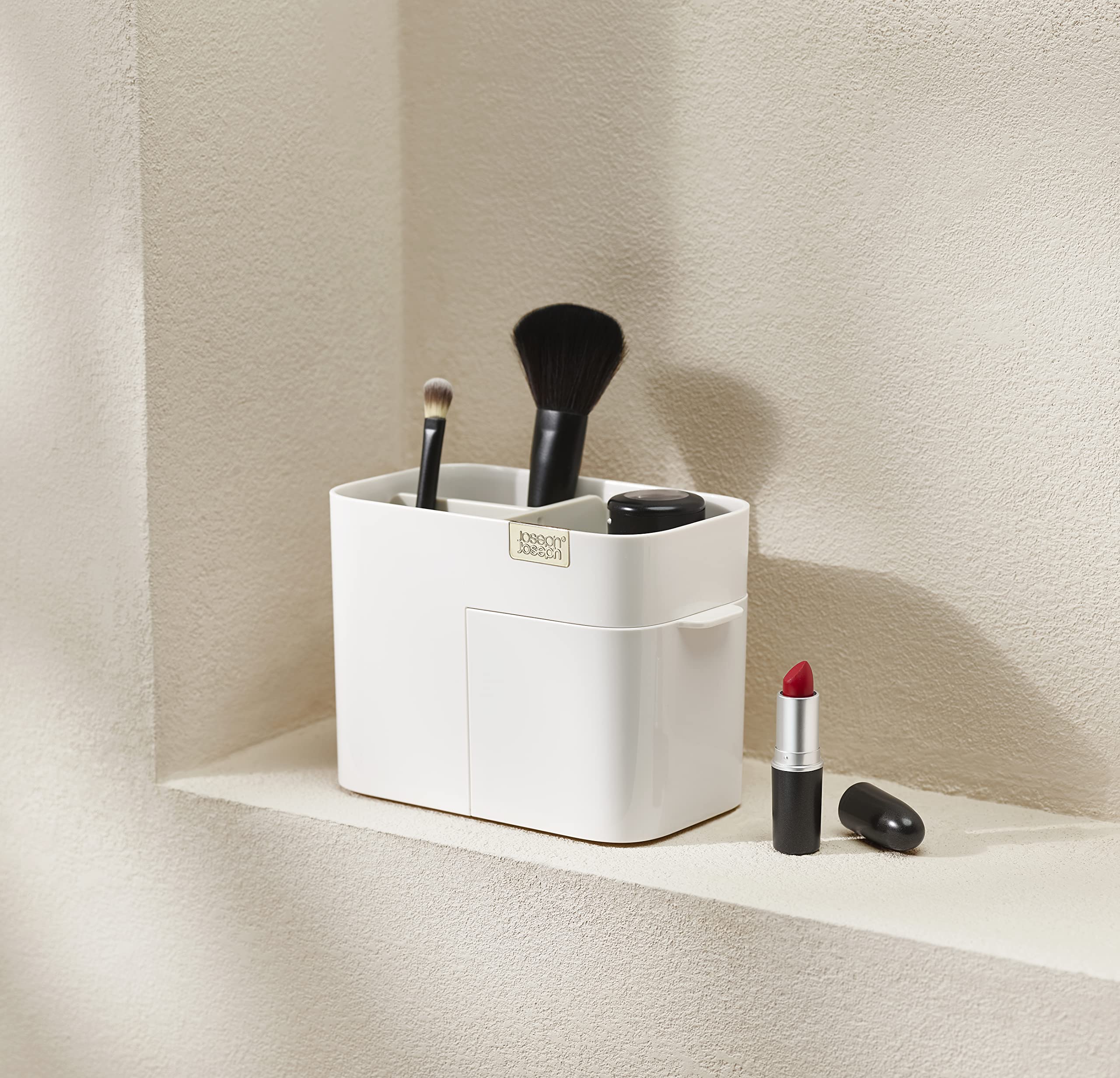 joseph-joseph-viva-organiseur-de-maquillage-beige-compact-avec-tiroir-fermeture- image 2